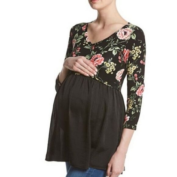 Flutter & Kick Maternity Floral Flowy Vneck Top M NWT - Picture 1 of 8